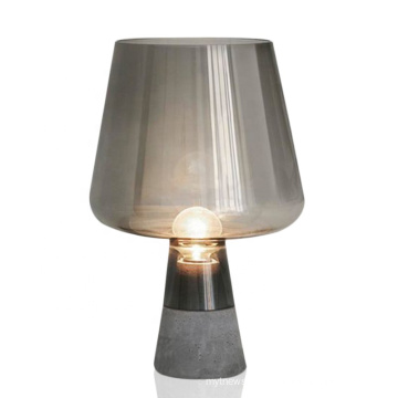 Modern decorative hand blown grey glass and cement table lamp